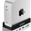 ORICO MiniDock and Stand Compatibility with Mac mini M4, 10-in-1 Aluminum Hub with M.2 SSD Enclosure, 10Gbps USB-C & USB-A, 4K HDMI, Gigabit Ethernet, SD/TF Card Readers