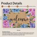 Mingnei Hydrangea Floral Coco Coir Welcome Doormat Door Mat for Home House Entrance, Summer Colorful Hydrangea Floral Botanical Bird Floor Mats for Outdoor Outside Entryway 30x17 Welcome Mat