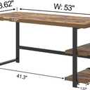 Modern Computer Desk, Home Office Desk with Storage Shelf, Wood Study Writing Table Workstation for Bedroom Living Room, Rustic Brown, 53 Inch