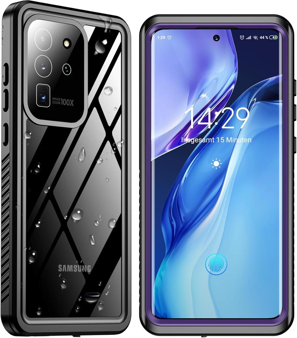SPIDERCASE Designed for Samsung Galaxy S20 Ultra Case Waterproof, Built-in Lens & Screen Protector [Full Body Shockproof] [Military Drop Proof] [IP68 Underwater] Case for Galaxy S20 Ultra -Purple