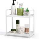 Anyoifax Bathroom Counter Organizer 2 Tier Vanity Storage Countertop Shelf Makeup Organizer Perfume Tray Skincare Holder for Sink, Dresser, Kitchen, Small White