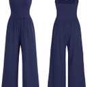 STOLKISS Women Casual Jumpsuits Summer Sleeveless Loose Jumpsuit Shoulder Strap Adjustable Long Pants Rompers with Pockets (Blue)