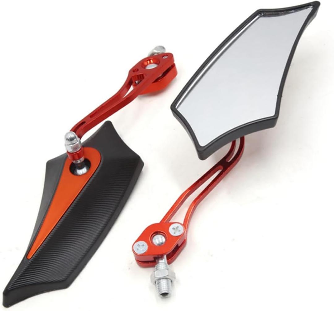 Black Orange Adjustable Pentagon Side Rear View Mirror for Motorcycle Scooter 2 Pcs Item Replacement