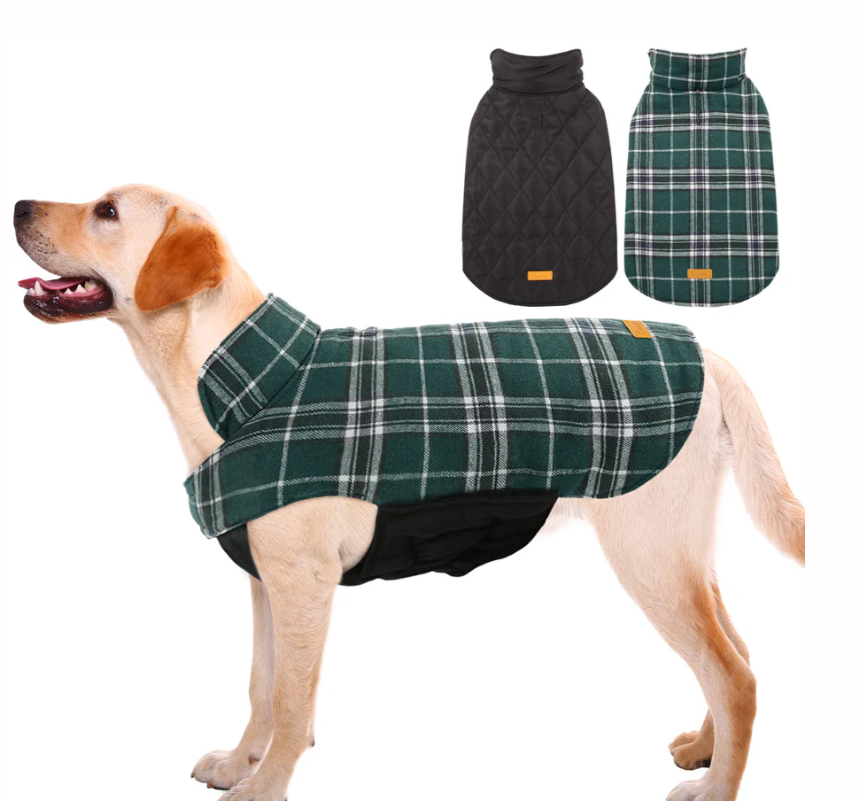 Kuoser Warm Dog Coat, Reversible Dog Jacket Waterproof Winter Coat, M