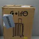 Coolife Luggage Expandable(only 28") Suitcase PC+ABS Spinner 20in Carry on (white grid new, S(20in)_carry on)
