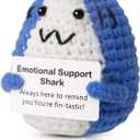 3 x ddLUCK Positive Gifts for Women Men, Birthday Graduation Teacher Appreciation Gifts for Girls Friends Teens Coworker, Emotional Inspirational Support Cheer Up Handmade Crochet Shark Office Desk Decor