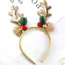 5 x Reindeer Antlers Headband Christmas Hairbands With Gold Glitter Elk Antlers Bell Design