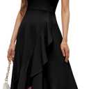 Bbonlinedress Halter Cocktail Women Dresses Prom Formal Wedding Guest Bridesmaid Ruffled Maxi Hi-Lo Evening Party 2026 Dress (Medium, Black)