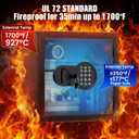 Mitlvge 2.0 Cuft Fireproof Safe Box, 35-Min Fire Resistant Home Safe with Digital Keypad & Spare Keys, Smart Alarm, Silent Mode, Fireproof Waterproof Security Safe with Removable Shelf