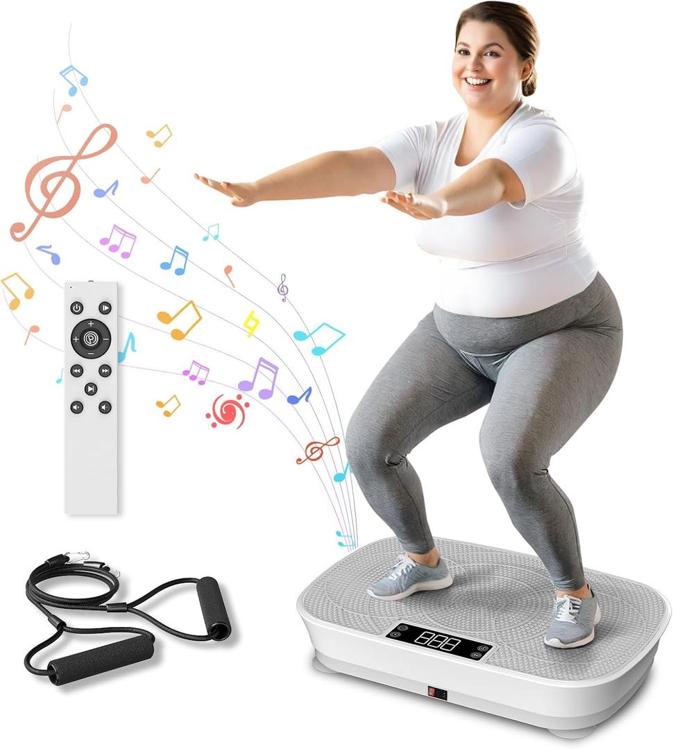 Vibration Plate Exercise Machine - Bluetooth Music & 400LBS Capacity Vibration Plate for Lymphatic Drainage & Weight Loss with 99 Speed Levels, Whole Body Vibration Plate for Home Fitness