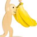 Wooden Monkey Banana Holder Stand  Decorative Banana Hanger for Kitchen Countertop  Rustic Fruit Stand to Keep Bananas Fresh & Prevent Bruising