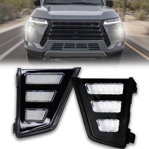Full LED DRL Turn Signal Light Front Bumper Fog Lamps Compatible with Lexus GX550 2024 2025,Replace Front Air Vent Trim & Grille Air Vent Trim Indicated Light,2 pcs