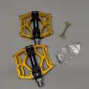 ROCKBROS Mountain Bike Pedals MTB Pedals CNC Non-Slip Lightweight Aluminum Alloy Bicycle Pedals Sealed Bearings Bicycle Platform Pedals 9/16" BMX Road Bike Pedal (Gold)