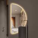 48" Half Moon LED Mirror,Bathroom Vanity Mirror with Light, 3-Color Dimmable Half Circle Mirror,Frameless Backlit Anti-Fog Smart,Touch Switch (Right Semicircle, 24 * 47in)