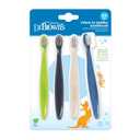 Dr. Brown's Infant-to-Toddler Toothbrush Set, Soft & Gentle Manual Toothbrushes for Baby, Green/Dark Blue/Ecru/Blue, BPA Free, 0-3 Years 4-Pack