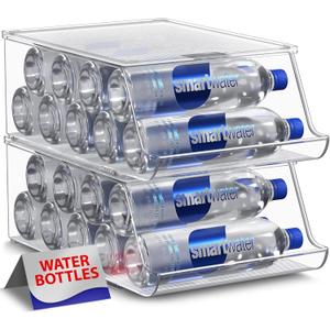 Sorbus Water Bottle Organizer for Refrigerator - Can and Bottle Holder Drink Dispenser for Fridge - Water Bottle Organizer with Lids for Fridge, Pantry, Kitchen Organization and Storage (Set of 2)