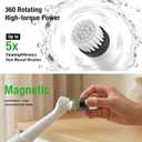 Electric Spin Scrubber, Rechargeable Waterproof Grout Cleaning Brush with 5 Magnetic Heads for Tile Surfaces, Bathroom Crevices, Kitchen & Faucet Corners