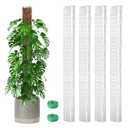 EOX 4 Pcs 36 Inch Plastic Moss Pole for Monstera, Large D Shaped Poles for Climbing Plants Work with Sphagnum Moss, 138 Inch Plant Stake Set of 4, Garden Ties