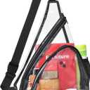 MAY TREE Clear Bag for Stadium Events, Clear Backpack for Concert Stadium Festival Sport Work Sling Bag with Heavy Duty Material - Black
