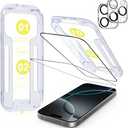 Pack Of 2 SODI Screen Protector + Camera Lens Protector for iPhone 16 pro [6.3''], Auto-Alignment OneTouch Tempered Glass, 30 Seconds Installation, Bubble Free, Case Friendly, Anti-Scratch [2+2 Pack] Clear