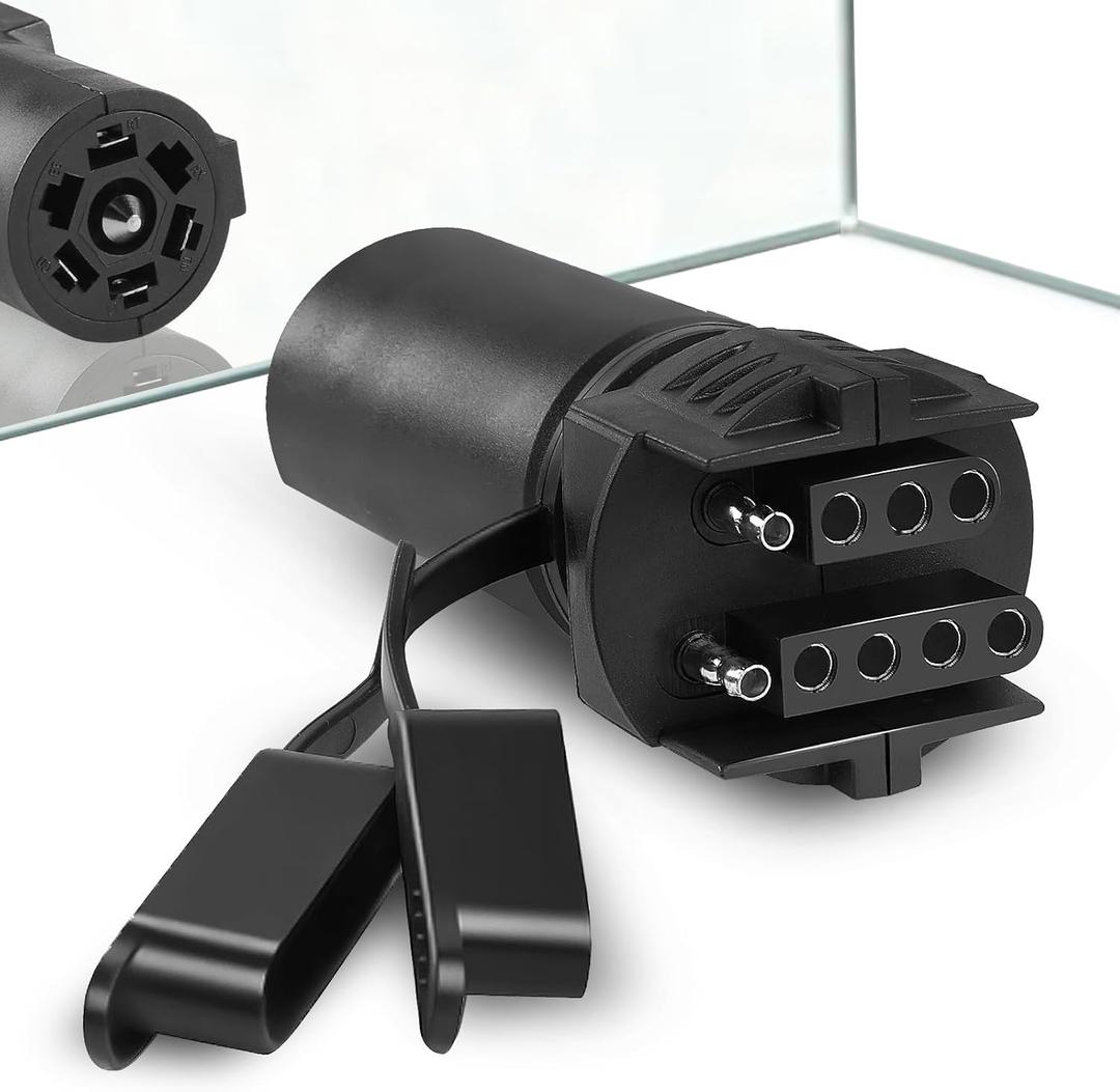 7 to 4 & 5 Pin Trailer Light AdapterConvenient 2-in-1 Design Trailer Plug Adapter, Upgraded Weatherproof 7 Way to 4 Way & 5Way Trailer Connector, for RV Truck Utility Tow Hitch Boat