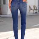 SHEWIN Women's Ripped Shaping Skinny Jeans Distressed Raw Hem Stretchy Denim Pants