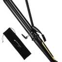 LANVIER 1.25 Inch Curling Iron, Extra Long Barrel 1 1/4 Inch Curling Iron for Long Hair up to 450F, Worldwide Dual Voltage Hair Curler for Traveling, Hair Waving Style Tool Black