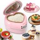 Peach Heart Shape Rice Cooker 8 Cup Cooked, 4 Cup Uncooked Rice, Multifunctional Pink Rice Cooker, 300w, with Preset Timer, 1.8L