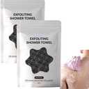 2PC Exfoliating Shower Towel 47" 2-in-1 Exfoliating Towel, Deep Exfoliating, Premium Scrub Wash Cloth for Body & Face, Sides Shower Washcloth for All Skin Types Woman and Men (2 Pieces in Black)