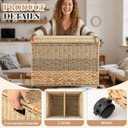 Cinnvoice 2317.516 in Wicker Storage Trunk with Wheels and Lid, Heavy Duty Rolling Wicker Basket for Blankets Large Toy Chest Water Hyacinth Woven Blanket Bin for Bedroom, Laundry Room