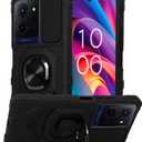 Compatible for TCL K32 5G / K33 5G Magnetic-Ready Phone Case with Screen Protector Rugged Shockproof Protective Cover for Magnetic Mounts, Anti-Slip Grip, Drop-Resistant (Black)