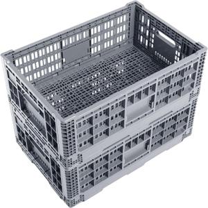 Collapsible Storage Bin/Containe Transfer box,crate Transit storage of various items (Gray 23.6" L x 15.7" W x 8.6" H-two)