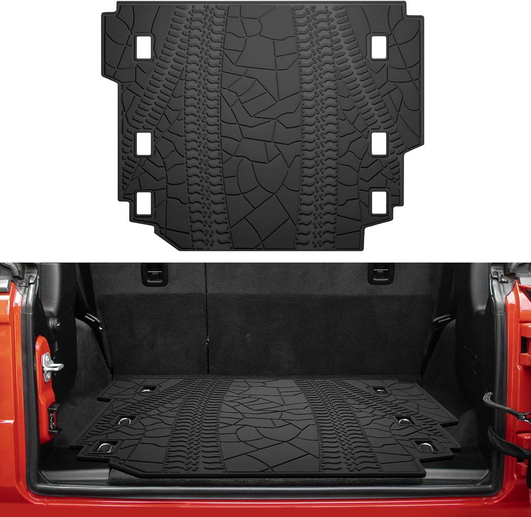 Cargo Liner Mat for 2018-2021 2022 2023 2024 2025 2026 Wrangler JL 4 Door, All Weather Odorless Rear Trunk Tray Projector, Heavy Duty Custom Fit Cargo Area Trunk Liner Mat Accessories