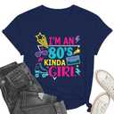 80s Shirts for Women Girls Party T-Shirt I'am an 80's Kindas Girl Tops Vintage Graphic Tee Blue M