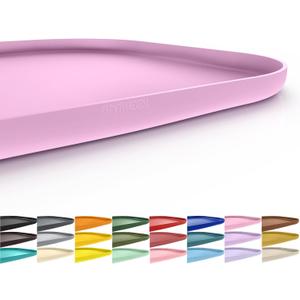 SMILOOL Silicone Pet Feeding Mat with Raised Edge for Food and Water, Dog Bowl Mats, Cat Bowls Placemat with High Lip for Floor Waterproof, Rubber Tray for Cats and Dogs 19 x 12 x 0.7 Light Pink
