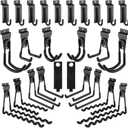 Landhoow 26 Pack Slatwall Accessories, 24 Pcs Multi Size Heavy Duty Slat Wall Hanging Hooks & Hangers with 2 Pcs Storage Straps for Storage Garage Wall Organization Garden Home Slatwall Paneling