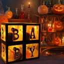Baby first Halloween Decorations Balloons Boxes 4 Pcs Letter Blocks Transparent Box with 4 LED Light Strings - Halloween Baby Shower Party Supplies Decoration - A Baby Is Brewing Party Supplies