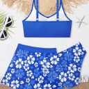 Girls Swimsuit Size 7-8 Girls Bikini Size 8 7 Girl's Bathing Suits with Drawstring Cover Up Swimsuits for Girl Tropical Floral Swim Suit for Girl