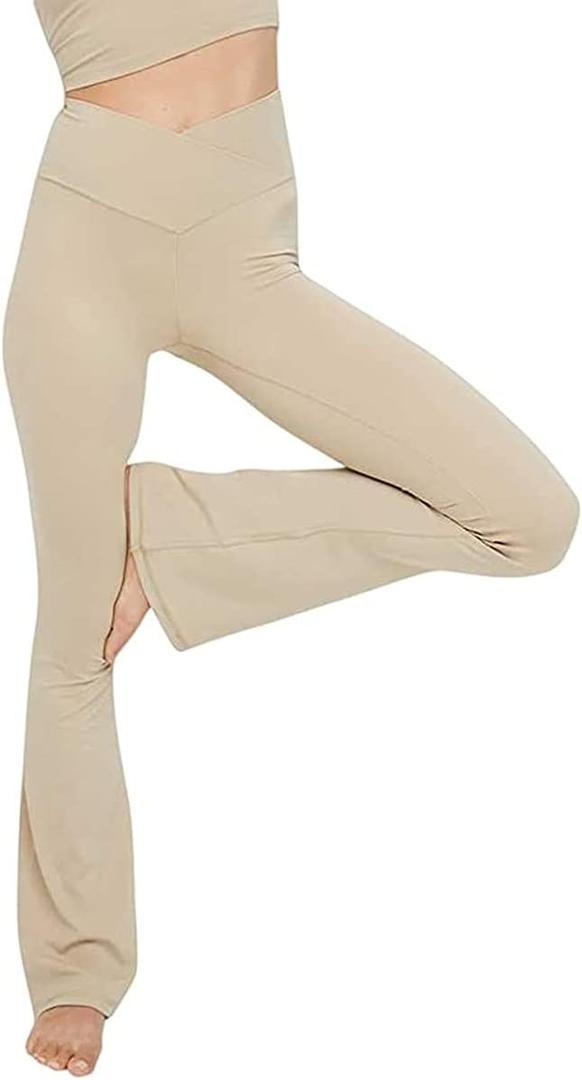 TOPYOGAS Women's Casual Bootleg Yoga Pants V Crossover High Waisted Flare Workout Pants Leggings (Small)