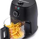 Elite Gourmet Glass Air Fryer, 2.4 Qt Compact Size for 12 People, PFAS-Free Ceramic & Glass Basket, Visible Cooking, Adjustable Temp 175400F, 1150W, Black