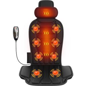 Back Massager for Chair with Heat, 8-Motor Vibration Massage Chair Pad with Heated Neck Pillow, 5 Modes and 3 Intensities for Office Chair, Sofa and Recliner