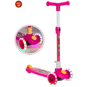 Kamsons Height Adjustable Foldable Scooter, Skate Scooter for Kids, Pink