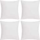 Deconovo Decorative Throw Pillow Covers - Set of 4 Soft Linen Cushion Covers, 18x18 Inch, Green & Machine Washable Pillowcases for Sofa, Bedroom, Living Room Dcor, White