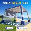 Beach Cabana,8 x 8 ft Large Pop Up Beach Canopy Tent for 6-8 People, UPF 50+ Beach Tent Sun Shelter with Sidewall, Wind Resistant Beach Shade, Reinforced Frame, Portable with Carry Bag