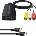 Dingsun HDMI to RCA+SVideo Converter, Audio Video Converter Adapter Support 720P/1080p for STB VHS VCR Blue-Ray DVD