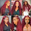 Color #99J Burgundy Human Hair Bundles Wine Red Water Wave 3 Bundles Human Hair 26 28 30 Inch 50G Double Weft Grade 12A Unprocessed Virgin Remy Hair Extensions 50g Per Bundle