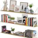 Wallniture Bora Long Floating Shelves, 48" x 6" Wall Bookshelf Living Room Decor, Rustic Wall Mounted Shelves for Bedroom, Office, Kitchen and Bathroom, Set of 3, Burnt