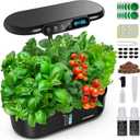 Ahopegarden Hydroponics Growing System kit: 12 Pod Indoor Herb Garden with Smart Environmental DetectionLED Grow LightLCD DisplayHydroponic Planter for VegetablesHerbLettuceHome Gardening (Black)