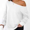 AUTOMET Women Off the Shoulder Sweatshirt Oversized Tops Fall Outfits 2026 Y2k Clothes Fashion Clothing Trendy Top (White, L)