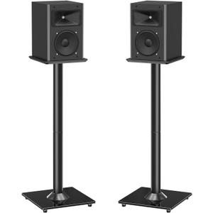 MOUNTUP Universal Speaker Stands Pair for Surround Sound, 31" Height Floor Speaker Stands, Holds Bookshelf Speaker Satellite Speaker Large Speaker, Up to 22LBS Cable Concealing 9.8" Plate Black MU9132